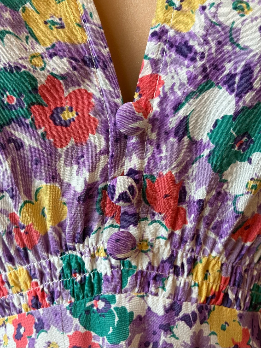 Faithful the Brand Marie Louise Floral V-Neck Midi Dress in Lavender, Size 2 - Picture 5 of 6